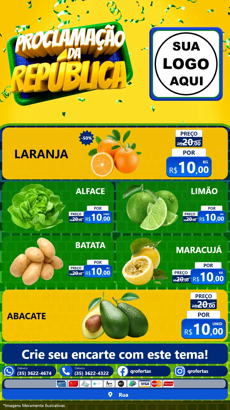Modelo de TV para TV Vertical com o tema Proclamação da República para Hortifrúti