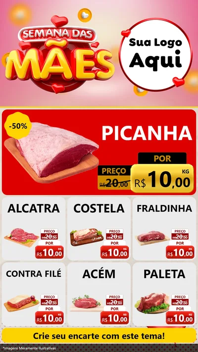 Modelo de Rede Social para Stories com o tema Semana das Mães para Açougue