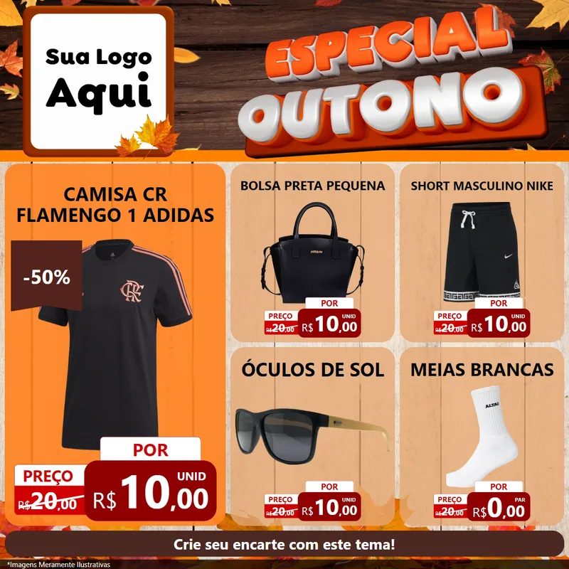 Modelo de Rede Social para Feed Facebook com o tema Especial Outono para Roupas e acessórios