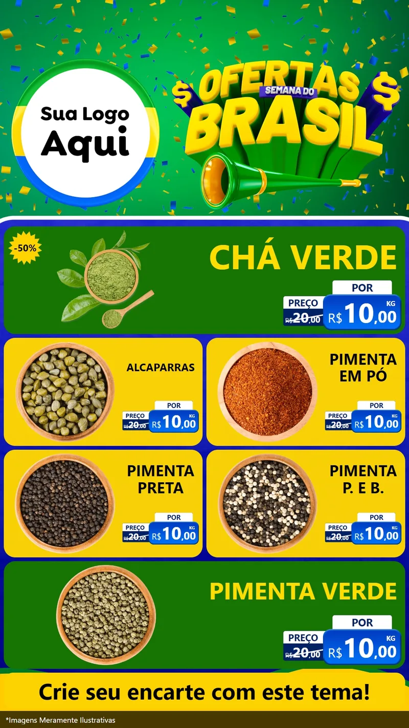 Modelo de TV para TV Vertical com o tema Ofertas Semana do Brasil para Produtos Naturais