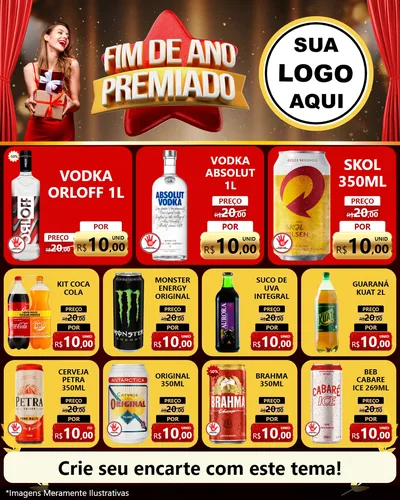 Modelo de Rede Social para Feed Instagram com o tema Fim de Ano Premiado para Distribuidora de bebidas