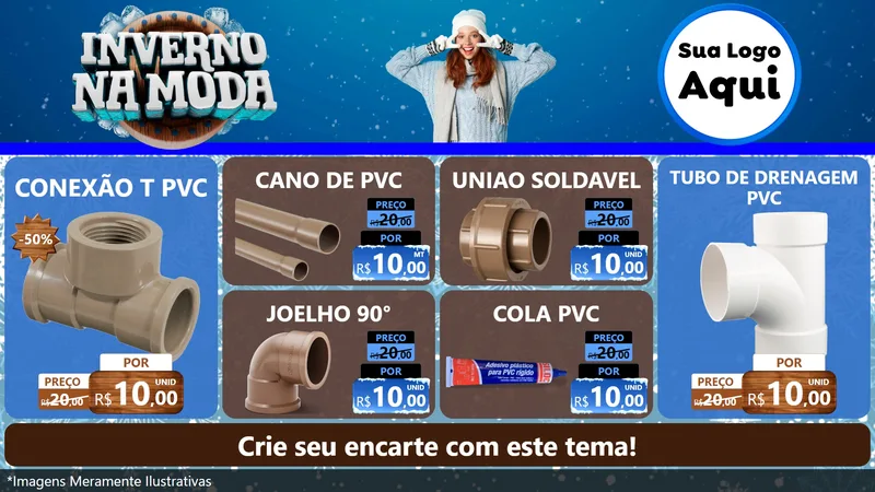 Modelo de TV para TV Horizontal com o tema Inverno na Moda para Tubos e conexões