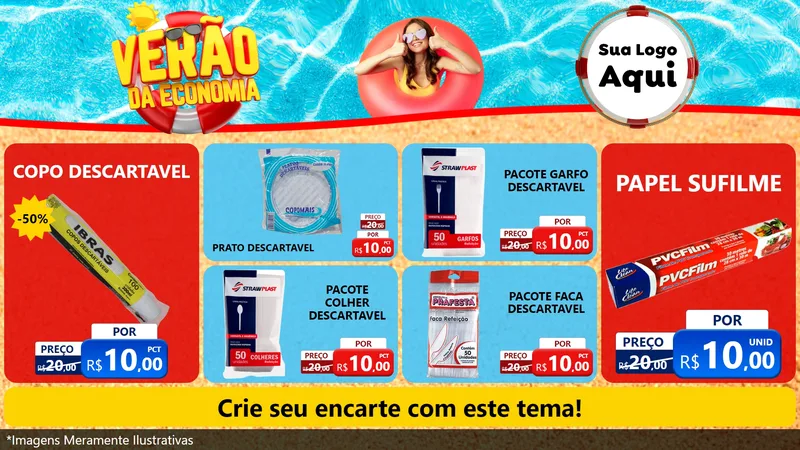 Modelo de TV para TV Horizontal com o tema Verão da Economia para Embalagens