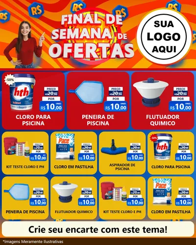 Modelo de Rede Social para Feed Instagram com o tema Final de Semana de Ofertas para Produtos para Piscina