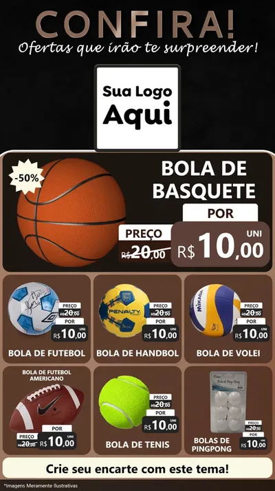 Modelo de Rede Social para Stories com o tema Confira! Ofertas que irão te surpreender! para Artigos Esportivos