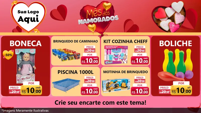 Modelo de TV para TV Horizontal com o tema Mês dos Namorados para Brinquedos