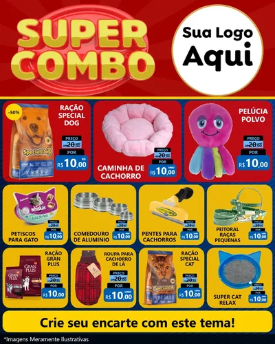 Modelo de Rede Social para Feed Instagram com o tema Super Combo para Pet Shop