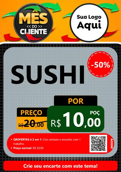 Modelo de Cartaz para Cartaz A4 Vertical com o tema Mês do Cliente para Comida japonesa