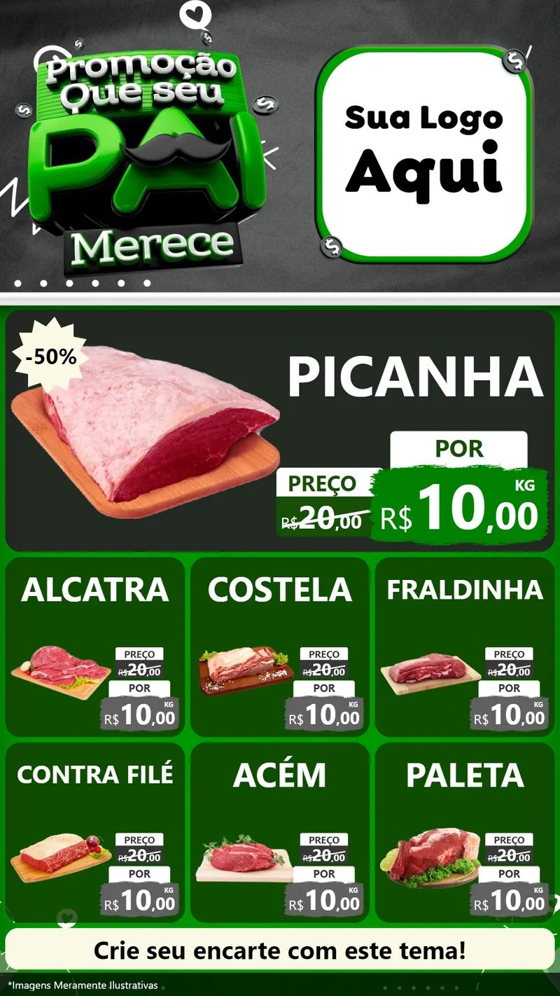 Modelo de Rede Social para Stories com o tema Promoção Que seu Pai Merece para Açougue