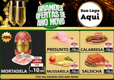 Modelo de Encarte para Encarte A4 Horizontal com o tema Grandes Ofertas de Ano Novo para Frios e Laticínios