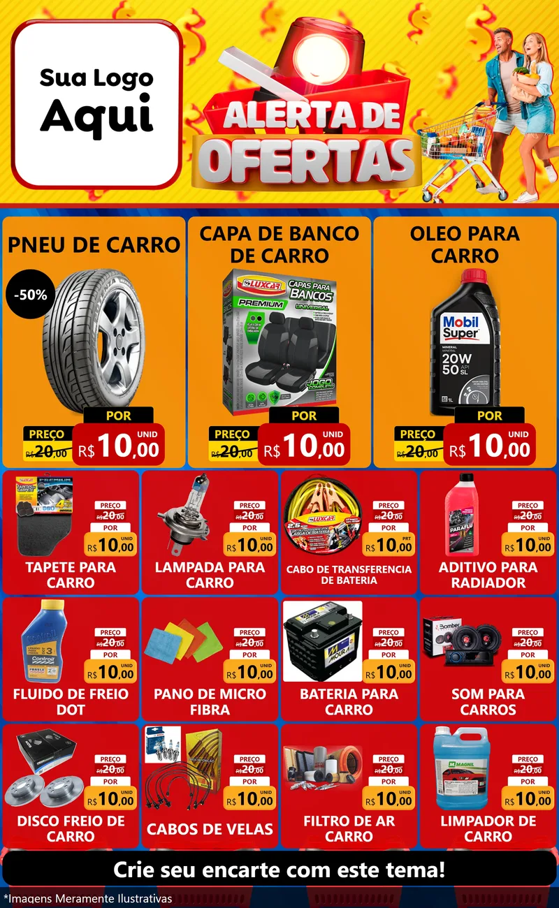 Modelo de Encarte para Encarte Grande com o tema Alerta de Ofertas para Auto peças