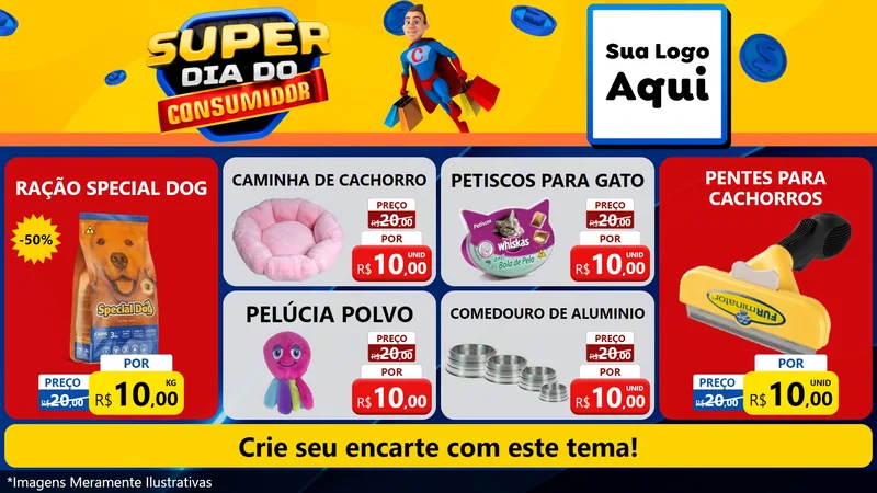 Modelo de TV para TV Horizontal com o tema Super Dia do Consumidor para Pet Shop