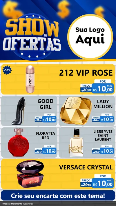 Modelo de TV para TV Vertical com o tema Show de Ofertas para Perfumes