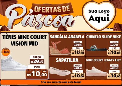 Modelo de Encarte para Encarte A4 Horizontal com o tema Ofertas de Páscoa para Calçados