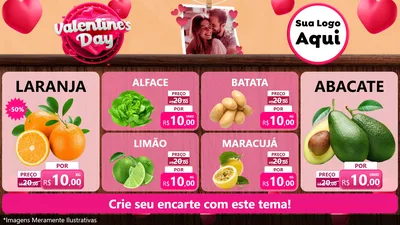 Modelo de TV para TV Horizontal com o tema Valentine's Day para Hortifrúti