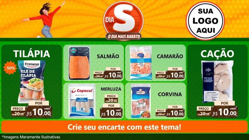 Modelo de TV para TV Horizontal com o tema Dia S - O Dia Mais Barato para Peixaria