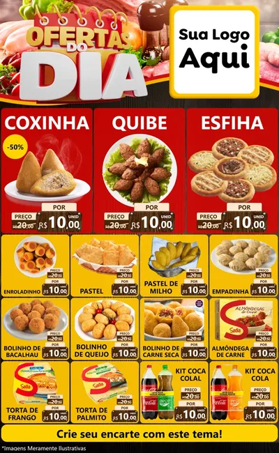Modelo de Encarte para Encarte Grande com o tema Ofertas do Dia para Salgadaria