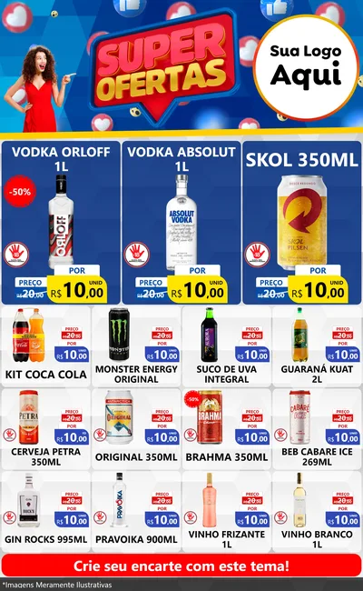Modelo de Encarte para Encarte Grande com o tema Super Ofertas para Distribuidora de bebidas