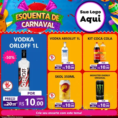 Modelo de Rede Social para Feed Facebook com o tema Esquenta de Carnaval para Distribuidora de bebidas