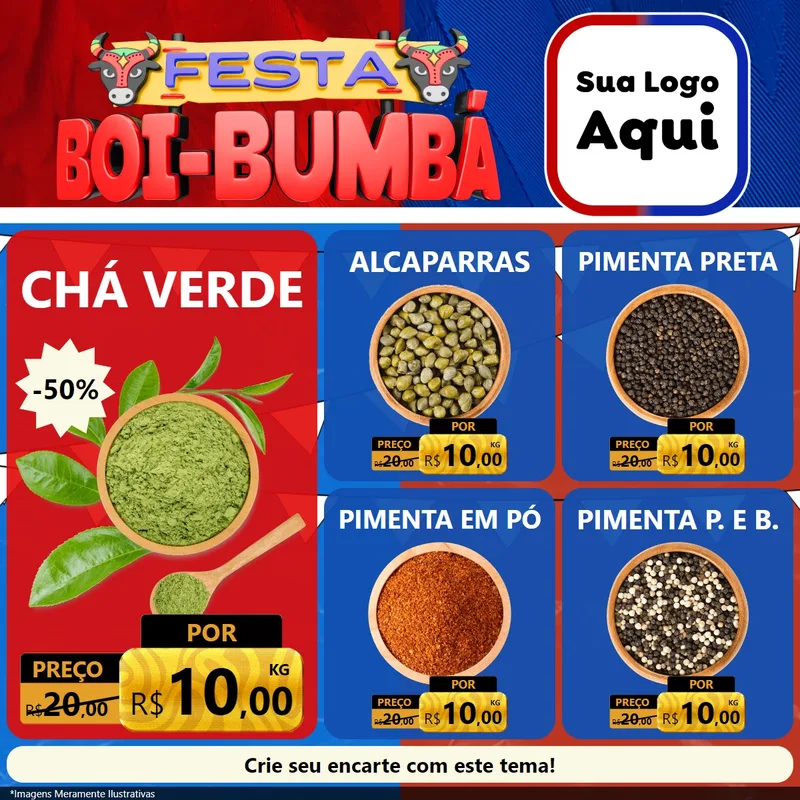 Modelo de Rede Social para Feed Facebook com o tema Festa Boi Bumbá para Produtos Naturais