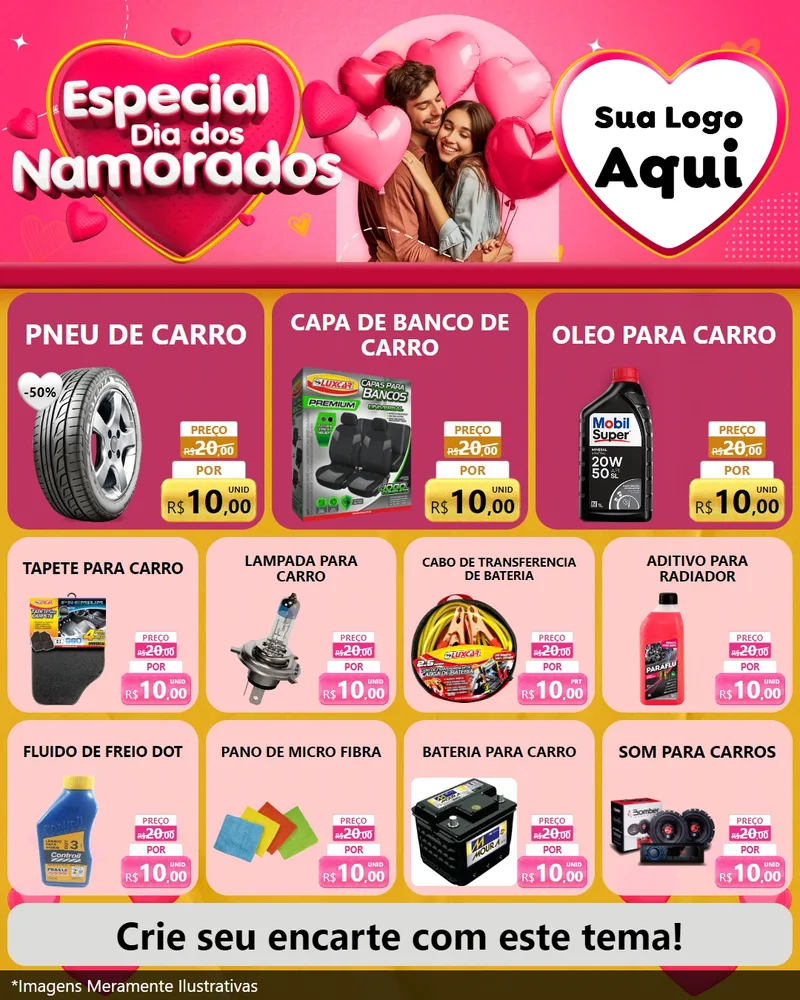 Modelo de Rede Social para Feed Instagram com o tema Especial Dia dos Namorados para Auto peças