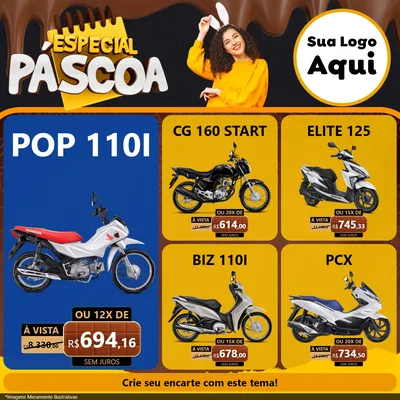 Modelo de Rede Social para Feed Facebook com o tema Especial Páscoa para Concessionaria de Motos