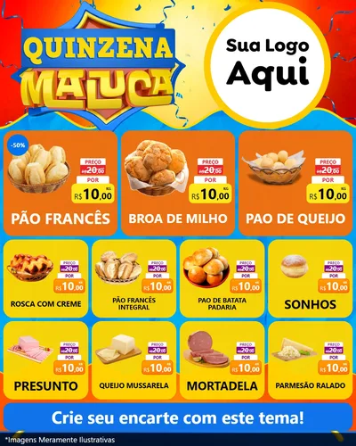 Modelo de Rede Social para Feed Instagram com o tema Quinzena Maluca para Padaria
