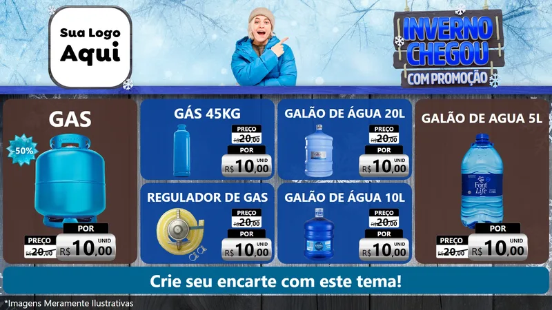 Modelo de TV para TV Horizontal com o tema Inverno Chegou Com Promoção para Água e gás