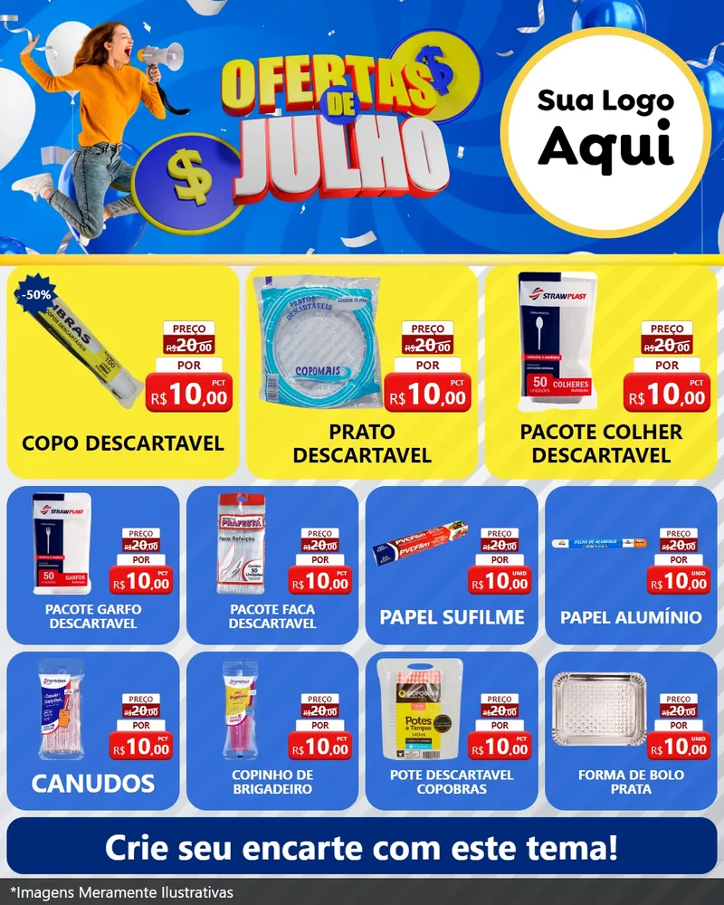 Modelo de Rede Social para Feed Instagram com o tema Ofertas de Julho para Embalagens