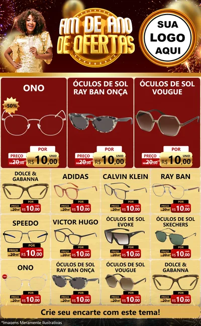 Modelo de Encarte para Encarte Grande com o tema Fim de Ano de Ofertas para Óticas