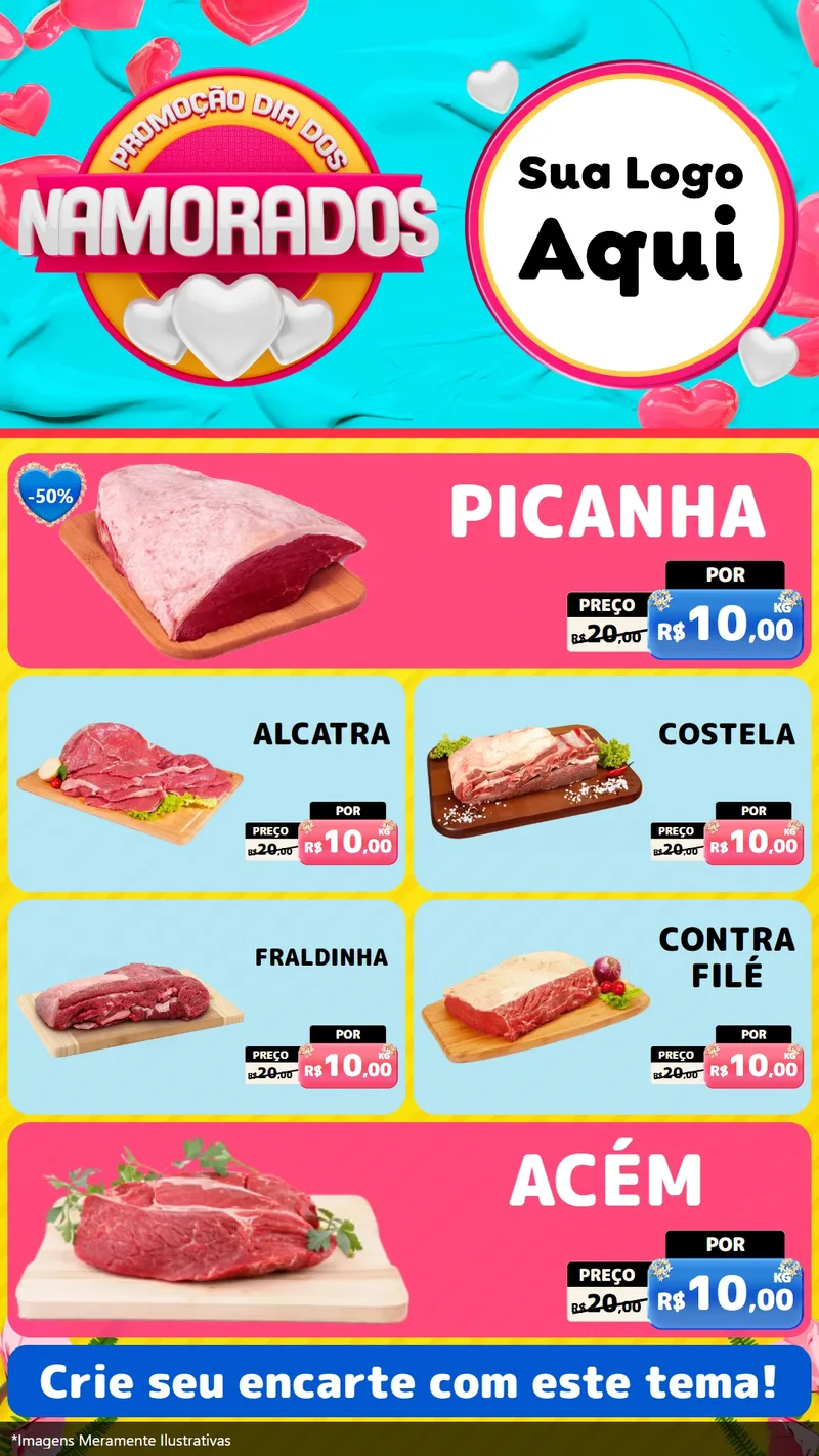 Modelo de TV para TV Vertical com o tema Promoção Dia dos Namorados para Açougue