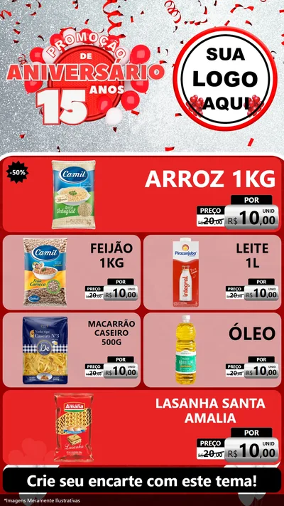 Modelo de TV para TV Vertical com o tema Promoção de Aniversário - 15 Anos para Supermercado