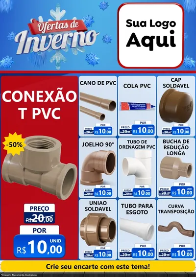 Modelo de Encarte para Encarte A4 Vertical com o tema Ofertas de Inverno para Tubos e conexões