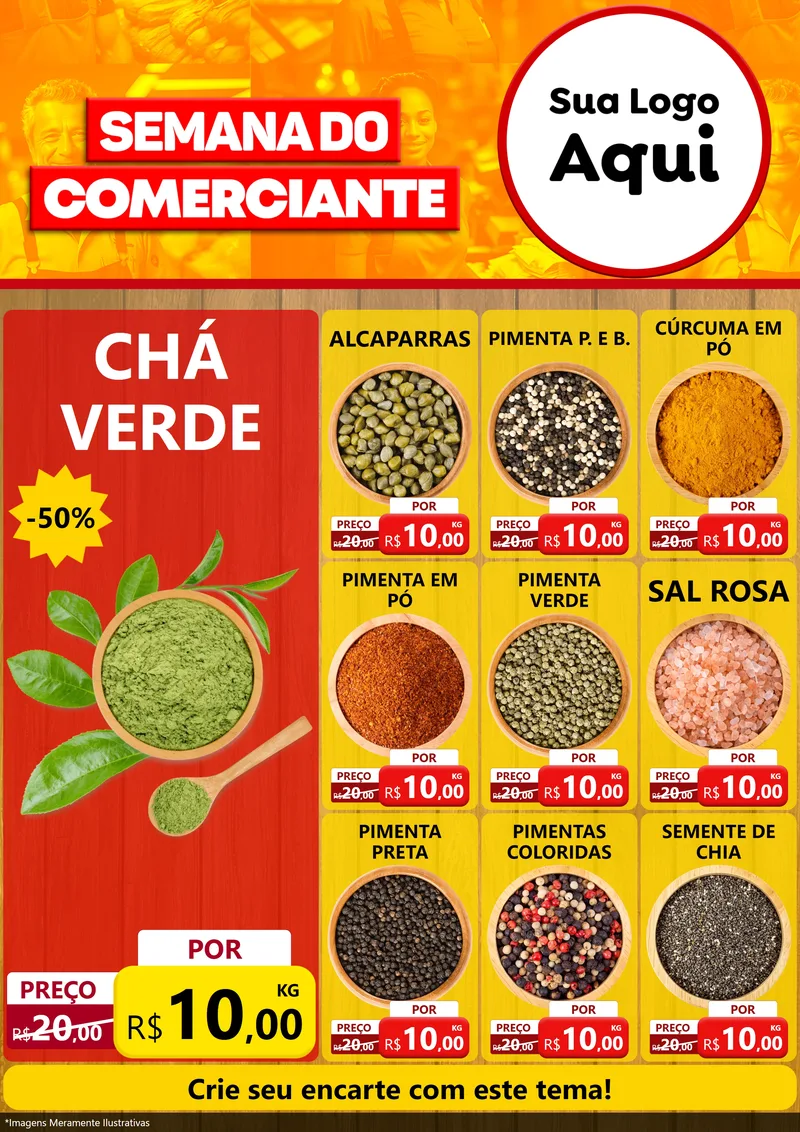 Modelo de Encarte para Encarte A4 Vertical com o tema Semana do Comerciante para Produtos Naturais