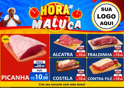 Modelo de Encarte para Encarte A4 Horizontal com o tema Hora Maluca para Açougue