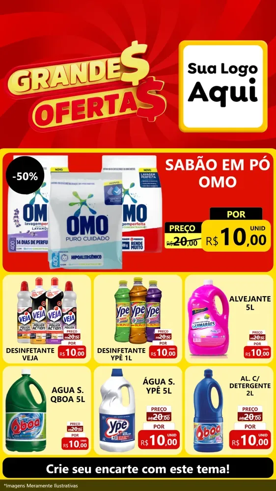 Modelo de Rede Social para Stories com o tema Grandes Ofertas para Produtos de Limpeza