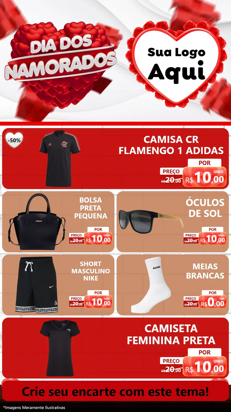 Modelo de TV para TV Vertical com o tema Dia dos Namorados para Roupas e acessórios