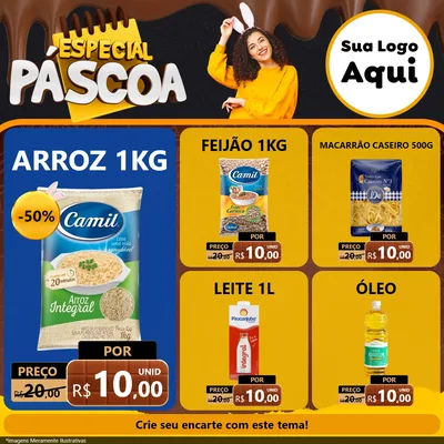 Modelo de Rede Social para Feed Facebook com o tema Especial Páscoa para Supermercado