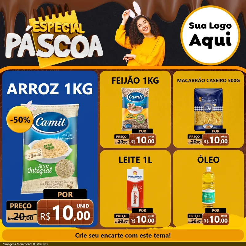 Modelo de Rede Social para Feed Facebook com o tema Especial Páscoa para Supermercado
