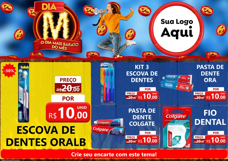 Modelo de Encarte para Encarte A4 Horizontal com o tema Dia M - O Dia Mais Barato Do Mês para Higiene Pessoal