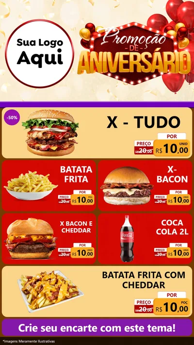 Modelo de TV para TV Vertical com o tema Promoção de Aniversário para Hamburgueria