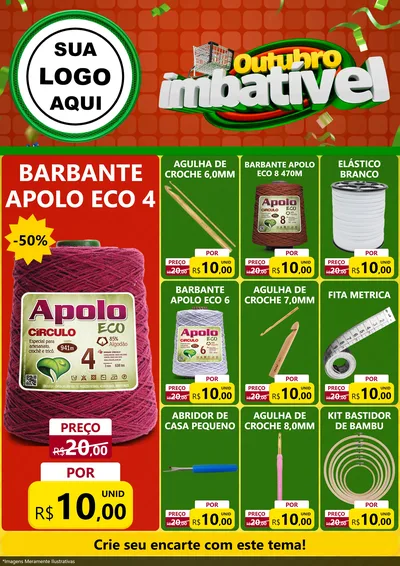 Modelo de Encarte para Encarte A4 Vertical com o tema Outubro Imbatível para Armarinho e Aviamentos