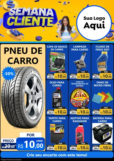 Modelo de Encarte para Encarte A4 Vertical com o tema Semana do Cliente para Auto peças