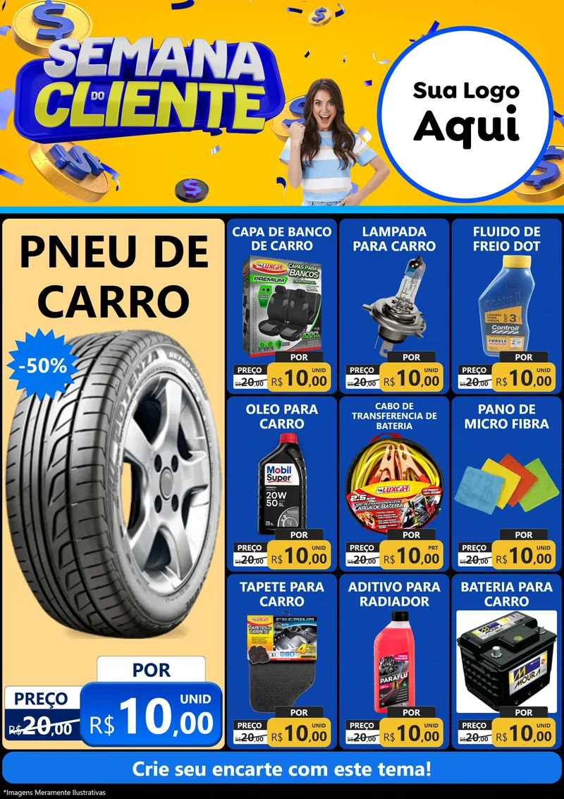 Modelo de Encarte para Encarte A4 Vertical com o tema Semana do Cliente para Auto peças