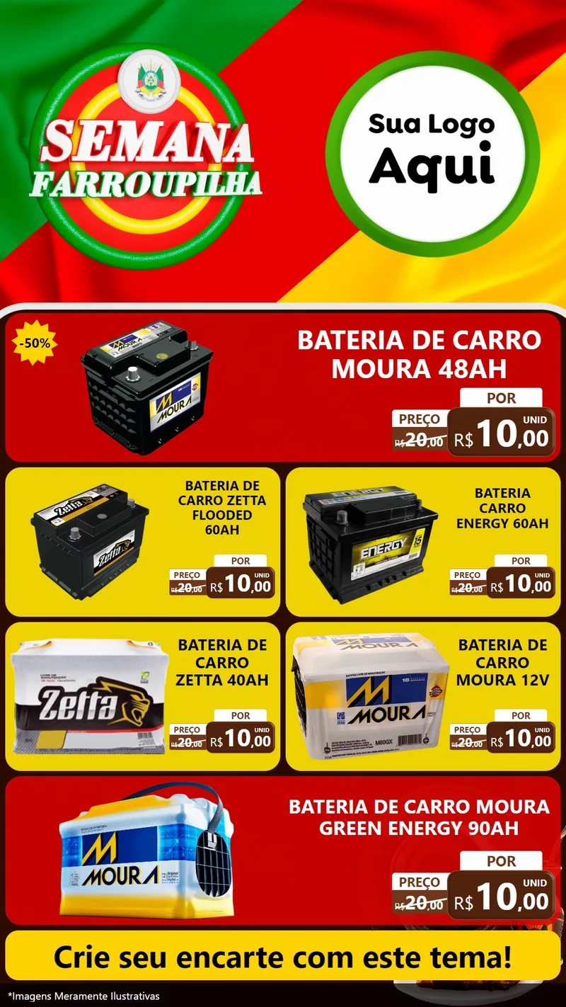 Modelo de TV para TV Vertical com o tema Semana Farroupilha para Baterias Elétricas