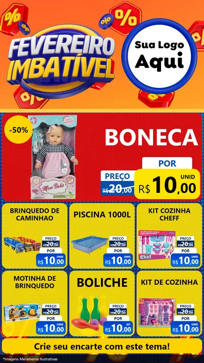 Modelo de Rede Social para Stories com o tema Fevereiro Imbatível para Brinquedos