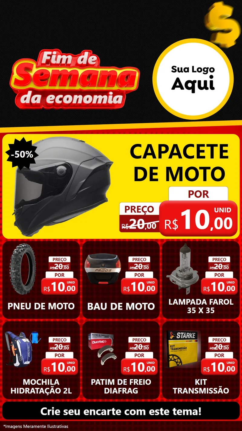 Modelo de Rede Social para Stories com o tema Fim de Semana da Economia para Moto peças