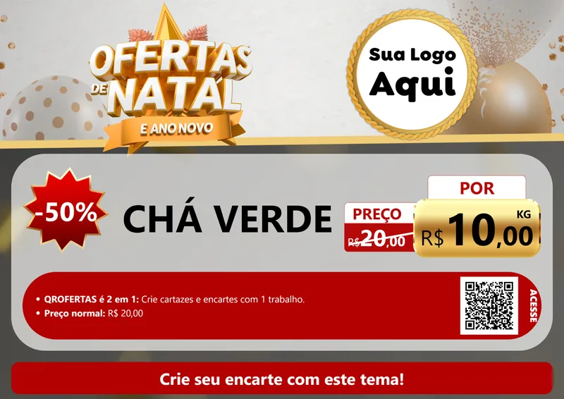 Modelo de Cartaz para Cartaz A4 Horizontal com o tema Ofertas De Natal E Ano Novo para Produtos Naturais