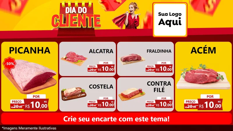 Modelo de TV para TV Horizontal com o tema Dia do Cliente para Açougue