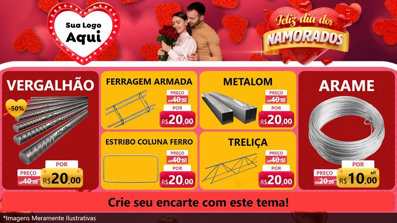 Modelo de TV para TV Horizontal com o tema Feliz Dia Dos Namorados para Ferragens